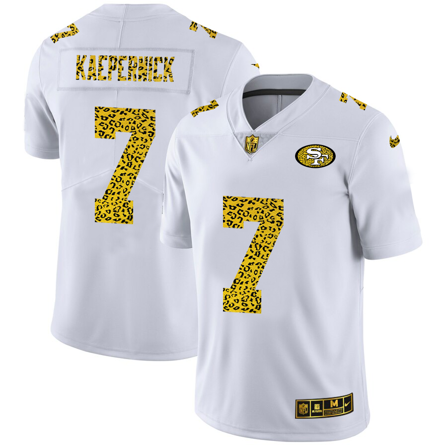 San Francisco 49ers #7 Colin Kaepernick Men Nike Flocked Leopard Print Vapor Limited NFL Jersey White
